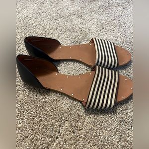 Madewell Black and Tan Striped Sandals